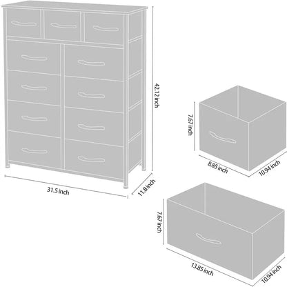 Life Concept 11-Drawer Dresser, Fabric Storage Tower for Bedroom, Living Room, Large Tall Dressers for Bedroom with Wooden Top and Metal Frame, Bedroom Dressers &Amp; Chests of Drawers, Dark Grey