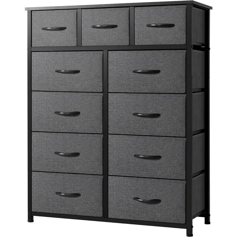 Life Concept 11-Drawer Dresser, Fabric Storage Tower for Bedroom, Living Room, Large Tall Dressers for Bedroom with Wooden Top and Metal Frame, Bedroom Dressers &Amp; Chests of Drawers, Dark Grey