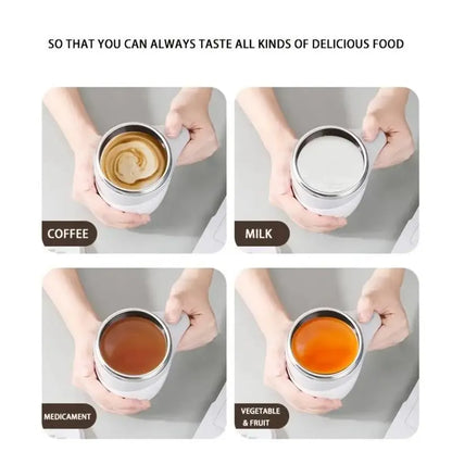 Automatic Magnetic Stirring Coffee Mug, Electric Stainless Steel Self Mixing Coffee Tumbler, Rotating Home Kitchen Office Travel Mixing Cup, Fathers Day Gift【Hand Wash Only Avoid Washing USB Port】