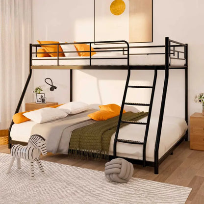 Homez Mallblack Twin over Full Metal Bunk Bed with Comfortable Rungs, Easy to Assemble