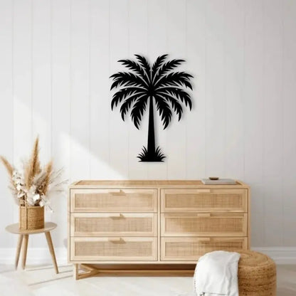 Metal Palm Tree Hanging Wall Art Décor, 23" X 21", Black