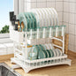 【Clearance】 Kitchen Dish Drying Rack, 1 Count 2-Tier Large Capacity Countertop Dish Drying Rack with Utensil Holder, Cutlery Rack with Drainboard, Kitchen Utensil Organizer