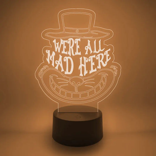 Fandom Laser Alice in Wonderland "We'Re All Mad Here" LED Novelty Lamp with 24-Key Remote Control, 16 Solid Colors, 4 Rotating Light Modes, Game Room Decor, Kids Room Decor, Nightlight, Mood Lamp