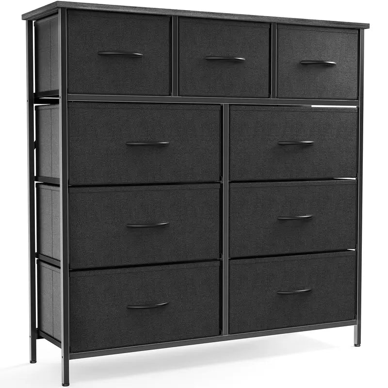 Sweetcrispy plus Furniture Indoor Furniture Cupboards Cabinets Dresser - Fabric Storage Tower with 9 Drawers, Bedroom Drawer Dresser Organizer, Chest of Drawers with Fabric Bins, Steel Frame and Wood Top for Bedroom, Closet, Entryway