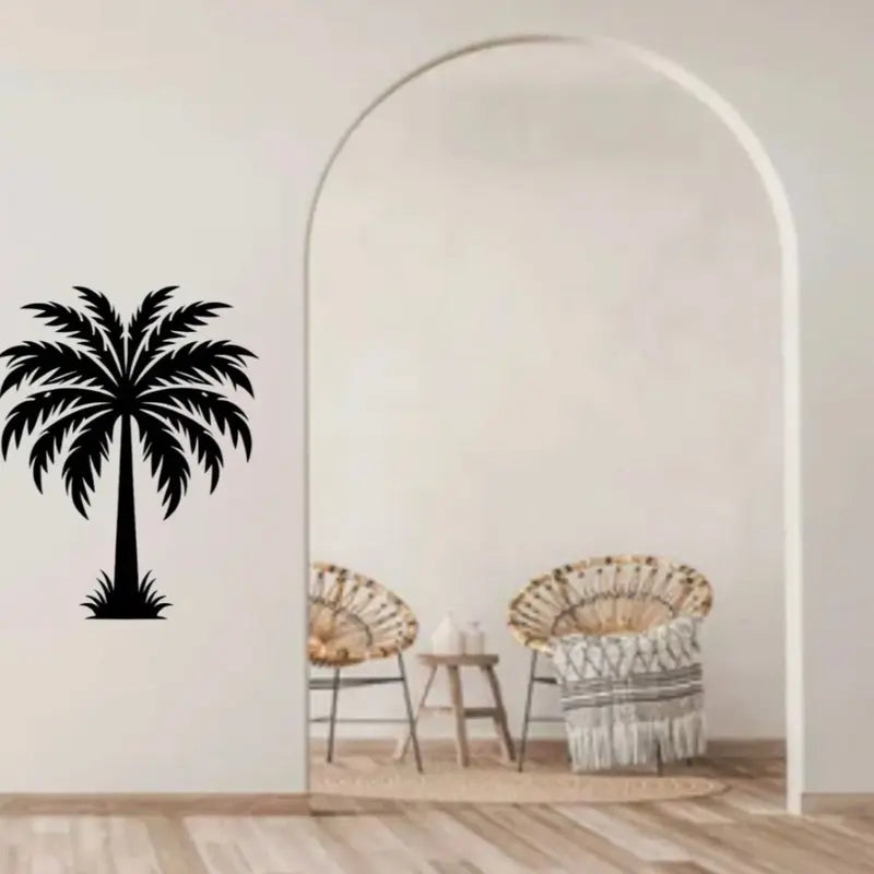 Metal Palm Tree Hanging Wall Art Décor, 23" X 21", Black