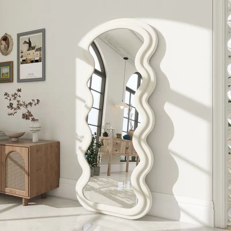 30"X 71" Irregular Full Length Floor Mirror Wave-Shaped Shaped Mirror Leaning or Hanging without Stand