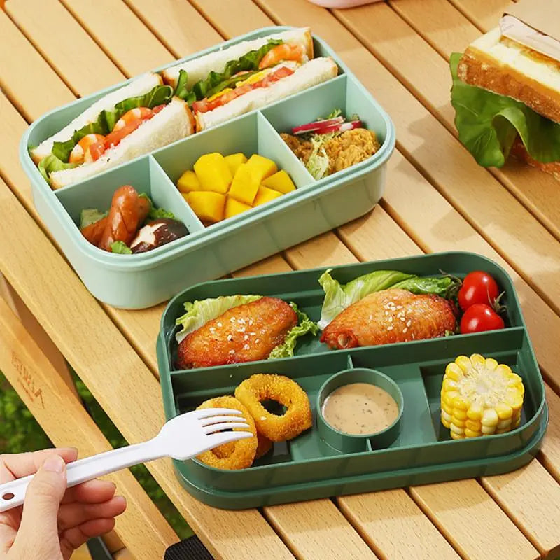 2-Layer Lunch Box, 1 Count 4-Grid Large Capacity 2000ML Lunch Container, Microwaveable Tableware for Work & School & Picnic