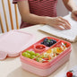 2-Layer Lunch Box, 1 Count 4-Grid Large Capacity 2000ML Lunch Container, Microwaveable Tableware for Work & School & Picnic