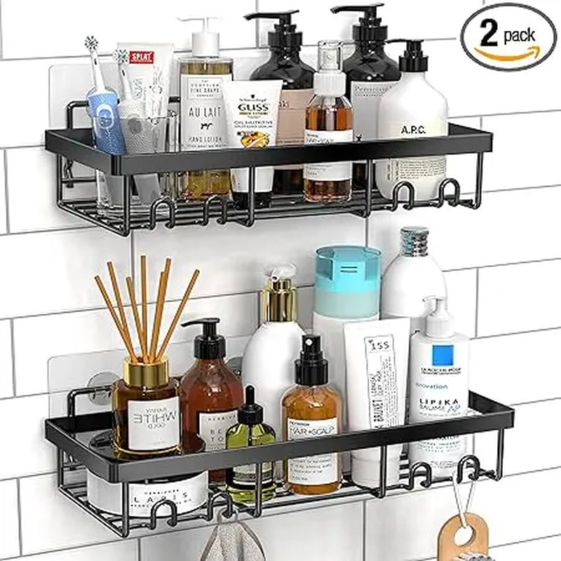 Moforoco Shower Caddy Shelf Organizer Rack, Self Adhesive Black Bathroom Shelves Basket, Home Farmhouse Wall inside Organization and Storage Decor Rv Accessories, First Apartment Essentials