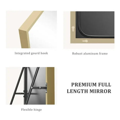 Arched Full Length Mirror 59"X16" Full Body Mirror Rectangle Free Standing Wall Mounted Leaning Hanging Floor Mirrors, Gold, Black