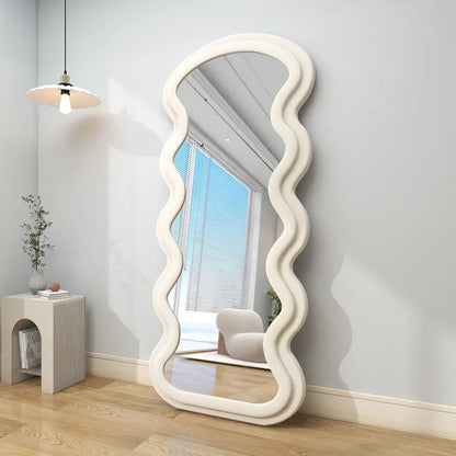 30"X 71" Irregular Full Length Floor Mirror Wave-Shaped Shaped Mirror Leaning or Hanging without Stand