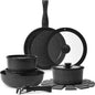 SODAY 15Pcs Pots and Pans Set, Nonstick Kitchen Cookware Set with Removable Handle, Healthy Non Stick RV Cookware Set Detachable Handle,Oven Safe & PFOA Free (Black)