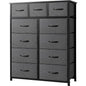 Life Concept 11-Drawer Dresser, Fabric Storage Tower for Bedroom, Living Room, Large Tall Dressers for Bedroom with Wooden Top and Metal Frame, Bedroom Dressers &Amp; Chests of Drawers, Dark Grey